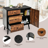 Tangkula Retro Storage Cabinet, Wood Floor Storage Cabinet with 3 Drawers and 1 Cabinet w/Adjustable Shelf, Accent Cabinet