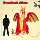 Tangkula 10 FT Halloween Inflatable Giant Fire Dragon, Blow-up Outdoor Halloween Decorations with Built-in LED Lights