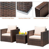 Tangkula 3 Pieces Patio Furniture Set, Outdoor Conversation Rattan Furniture Set