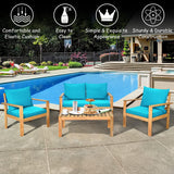 Tangkula Outdoor 4-Piece Acacia Wood Chat Set