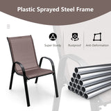 Tangkula 4 Pieces Patio Dining Chairs, Outdoor Stackable All Weather Heavy Duty Dining Chairs Set with Armrests