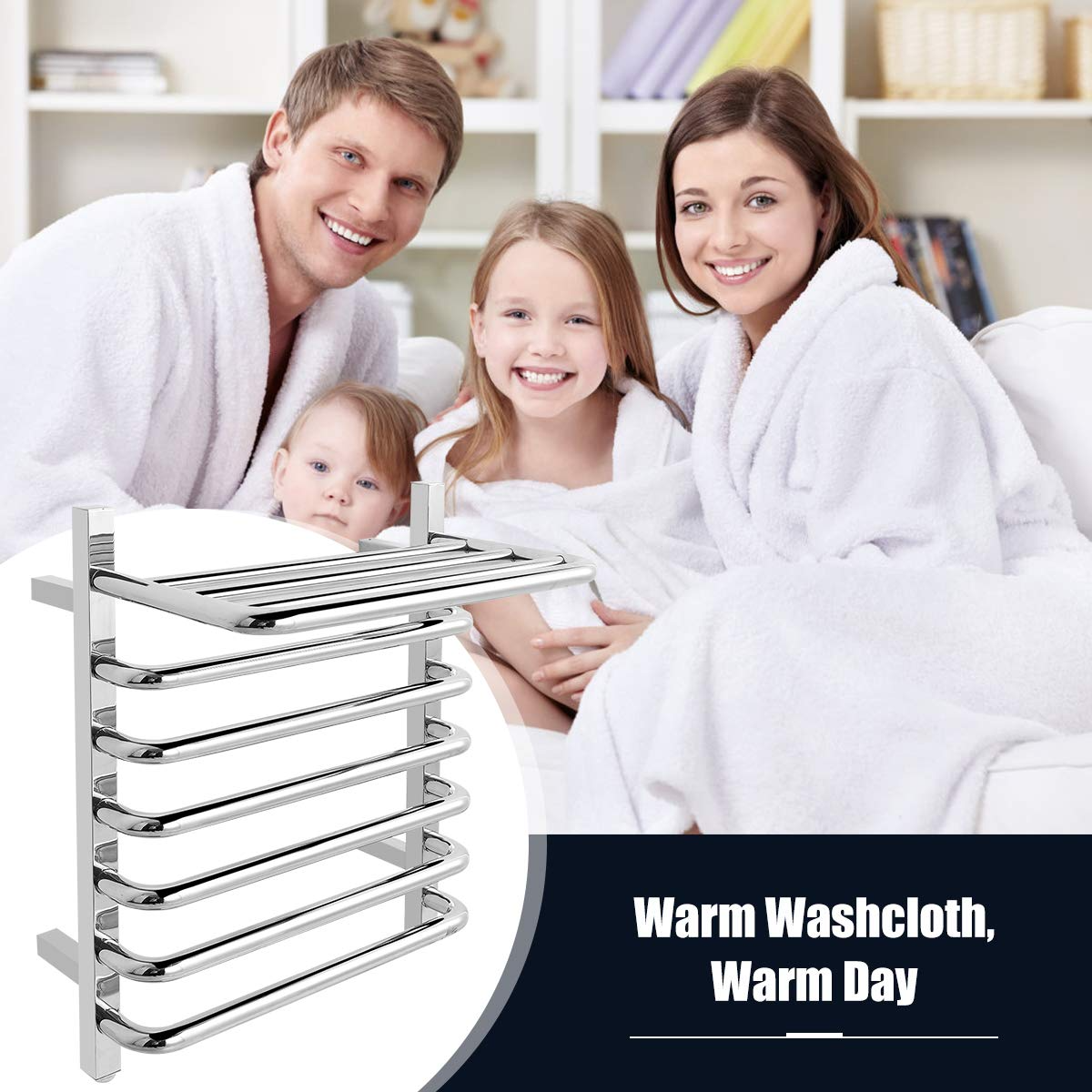 Tangkula Towel Warmer with Top Shelf, 10 Bars Wall Mounted Electric He
