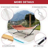 Tangkula 11FT Double Hammock, Heavy Duty Outdoor Hammock with Curved Spreader Bars