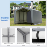 Tangkula 10x16Ft Heavy-Duty Carport, Outdoor Portable Garage with Reinforced Triangular Beams, Galvanized Steel Frame