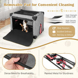 Tangkula 3-Door Folding Dog Crate, Soft Kennel with Removable Pad & Metal Frame