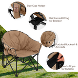 Tangkula Oversized Camping Chair, Outdoor Padded Folding Chair with Cup Holder
