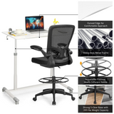 Tangkula Home Office Computer Desk & Chair Set, Height Adjustable Ergonomic Chair & Standing Desk with Wheels