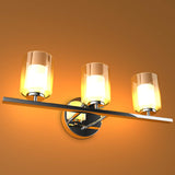 Tangkula 3-Light Vanity Light Wall Mounted Brushed Chrome Finish Glass Shade Lamp