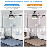 Tangkula 52"Ceiling Fan w/Lights & Remote Control, Lighting Fan w/5 Reversible Blades