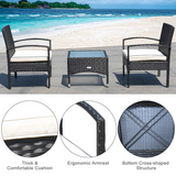 Tangkula 3 PCS Patio Wicker Rattan Furniture Set, Rattan Chair with Coffee Table