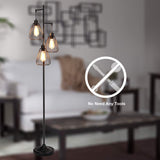 Tangkula 3 Lights Industrial Floor Lamp, Rustic 3-Head Tall Lamp, 67Inch Metal Standing Lamp, Tree Lamp with 3 Hanging Lampshade