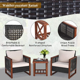 3 Pieces Patio Wicker Furniture Set, Rattan Outdoor Sofa Set