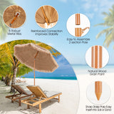 Tangkula 7.2 FT Thatched Patio Umbrella, Hawaiian Style Grass Beach Umbrella with Tilt Adjustment