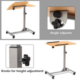 TANGKULA Adjustable Laptop Notebook Desk Table Stand Holder Swivel Home Office Wheels (2 x Wood Table)