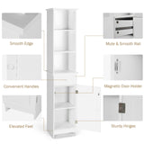 Tangkula Tall Bathroom Cabinet, Slim Storage Cabinet with 3 Tier Shelf, 13.5 x 12 x 64.5 Inches