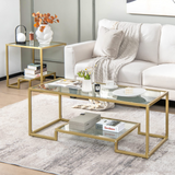 Tangkula Coffee Table Set of 2, Living Room Accent Table Set Includes Modern Deluxe Center Table & Square End Table