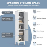 Tangkula Bathroom Storage Cabinet, 63 Inch Tall Narrow Storage Cabinet with 1 Adjustable Shelf and 2 Doors