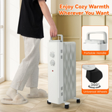 Tangkula 1500W Oil Filled Radiator Heater, Electric Space Heater with 3 Heating Modes