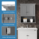 Tangkula Wall Mount Bathroom Cabinet Wooden