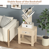Tangkula 5 Tier Tree Bookshelf with Drawer, Rustic 5 Shelf Space Saving Corner Bookcase