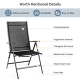 Tangkula Set of 2 Patio Foldable Dining Chairs
