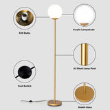 Tangkula Globe Floor Lamp, Mid Century Modern Standing Lamp with Acrylic Lampshade (Gold)