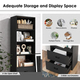 Tangkula 4 Shelf Bookcase with 2 Drawers, 74 Inches 4 Tiers Tall Open Bookshelf with 2 Slide-Out Drawers