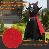 Tangkula 4.7 FT Halloween Inflatable Vampire Black Cat with Red Cloak, Blow-up Holiday Decoration with 2 Built-in LED Lights