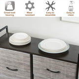 Fabric Drawer Dresser w/Clothes Rack, Storage Organizer with Metal Frame and Wooden Top
