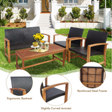 Tangkula 4-Piece PE Rattan Patio Furniture Set, Outdoor Conversation Set