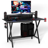 Tangkula Gaming Computer Desk with Monitor Shelf, Gaming Table Workstation with Cup Holder