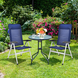 Tangkula Patio Folding Chairs, Portable Reclining Chairs with 7-Position Adjustable Back & Padded Headrest