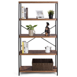 Tangkula 5-Tier Bookcase, Rustic Industrial Bookshelf