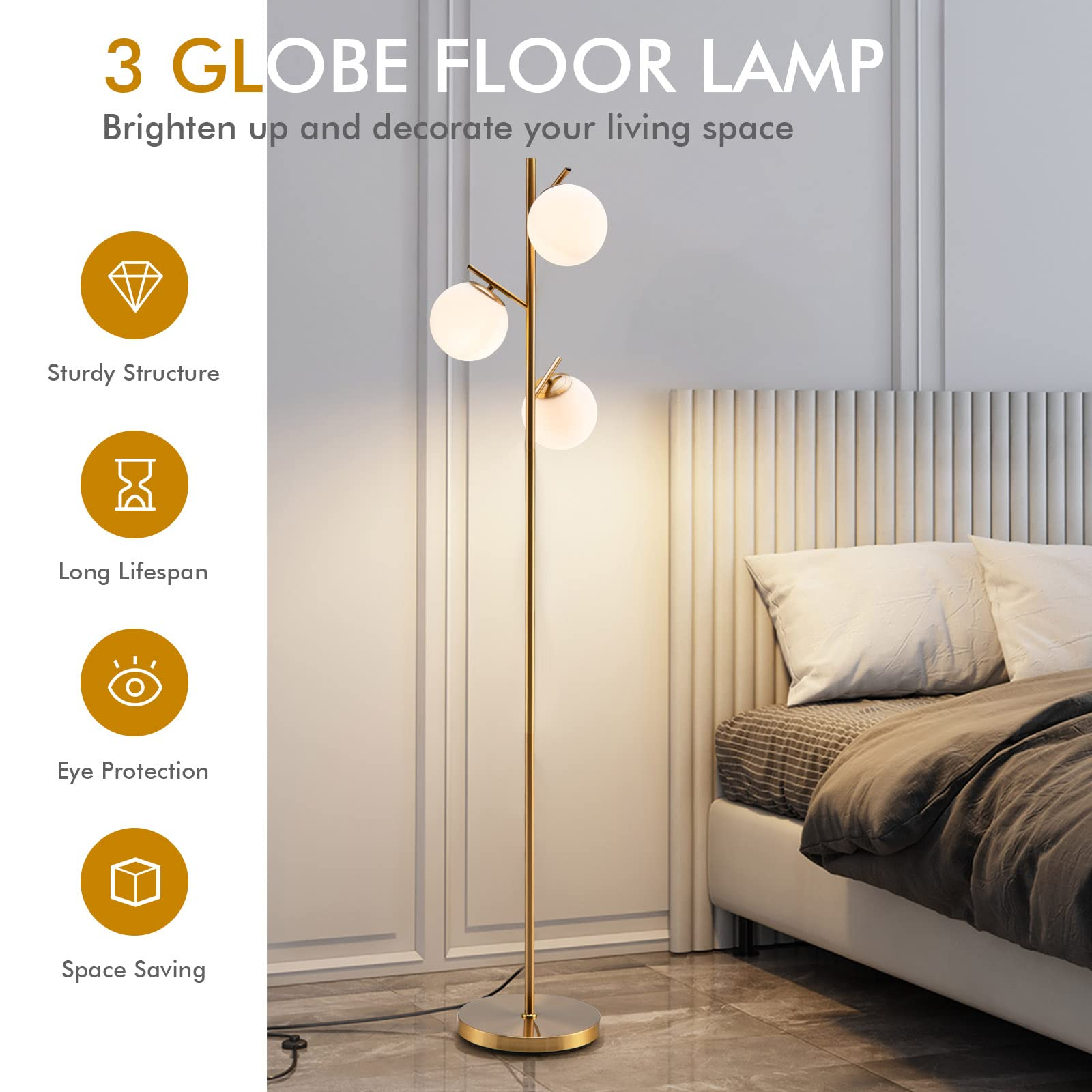 3-Globe Floor Lamp - Tangkula