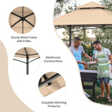 Tangkula 8x5 Ft Grill Gazebo, Double Tiered Outdoor BBQ Gazebo with 2 Side Shelves, 5 Hooks