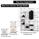 Portable Clothes Closet Wardrobe Bedroom Armoire DIY Storage Organizer Closet with Doors, 16 Cubes and 8 Shoe Racks