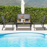Tangkula 4 Pieces Patio Furniture Set, Outdoor Sectional Conversation Set
