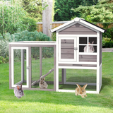 Tangkula Wood Rabbit Hutch, Outdoor Indoor Bunny Cage with Run