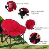 Tangkula Oversized Camping Chair, Outdoor Padded Folding Chair with Cup Holder