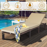 Tangkula Rattan Wicker Chaise Lounge Chair, Outdoor Patio Lounger Recliner Chair w/Adjustable Backrest