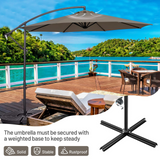 Tangkula 10 FT Patio Offset Umbrella with 8 Ribs, Outdoor Cantilever Umbrella with Cross Base and Crank