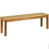 Tangkula 52 Inches Acacia Wood Outdoor Bench, Wood Bench for Dining Room Entryway Poolside Garden
