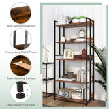 Tangkula Bookshelf, 5 Tier Industrial Book Shelf with Adjustable Shelves and Metal Frame