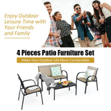 4 Piece Patio Furniture Outdoor Sofa Garden Lawn Sectional Conversation Set Outdoor Garden