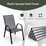 Tangkula 4 Pieces Patio Dining Chairs, Outdoor Stackable All Weather Heavy Duty Dining Chairs Set with Armrests