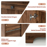Tangkula L-Shaped Office Desk with Storage Drawers & Keyboard Tray