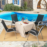Tangkula 4 Pieces Patio Dining Chairs, Outdoor Stackable All Weather Heavy Duty Dining Chairs Set with Armrests