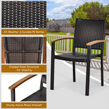 Tangkula 5 Pieces Patio Dining Set, Modern Conversation Set w/Solid Wood Table & Umbrella Hole for Backyard Garden Porch
