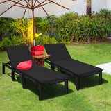 Tangkula Patio Wicker Lounge Chair, Outdoor Rattan Adjustable Reclining Backrest Lounger Chairs