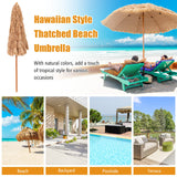 Tangkula 8 FT Thatched Patio Umbrella, Hawaiian Style Grass Beach Umbrella with 8 Ribs
